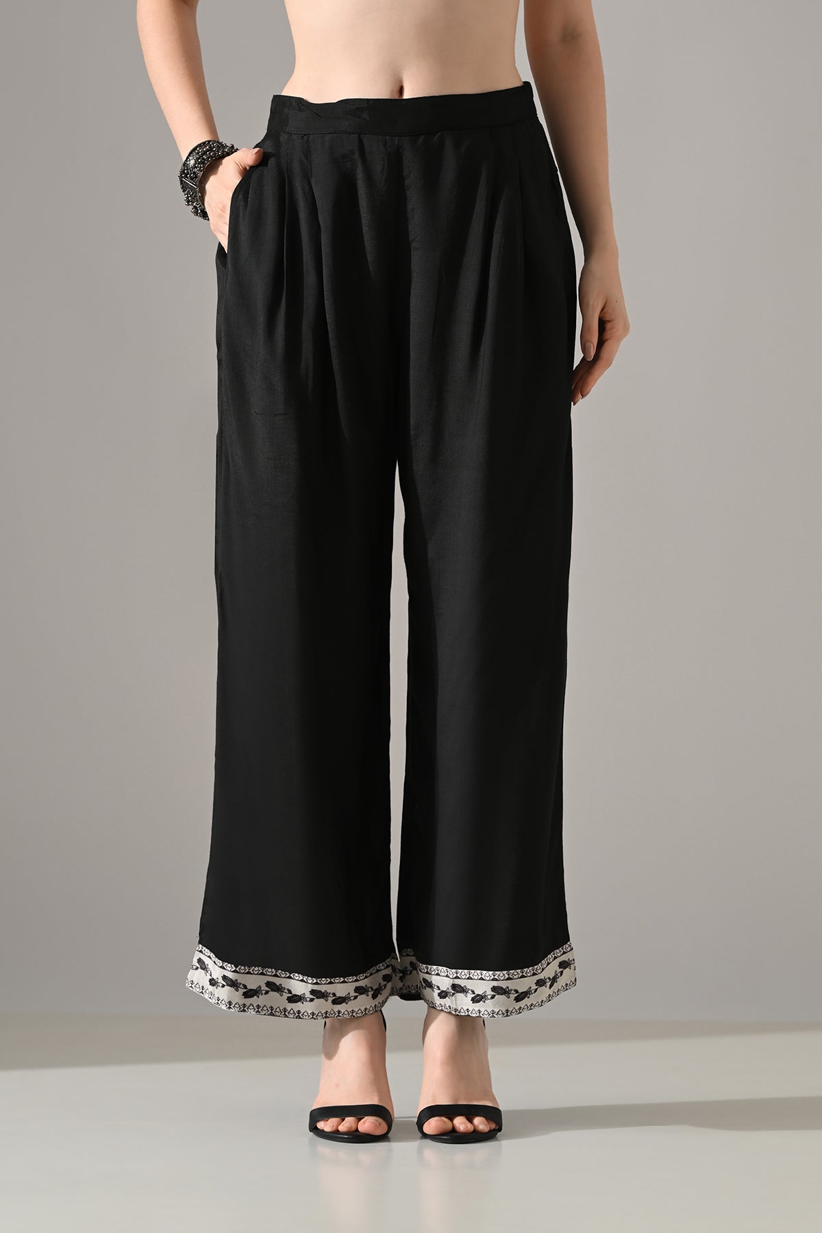 Black Printed Kurta 3 Pcs Set