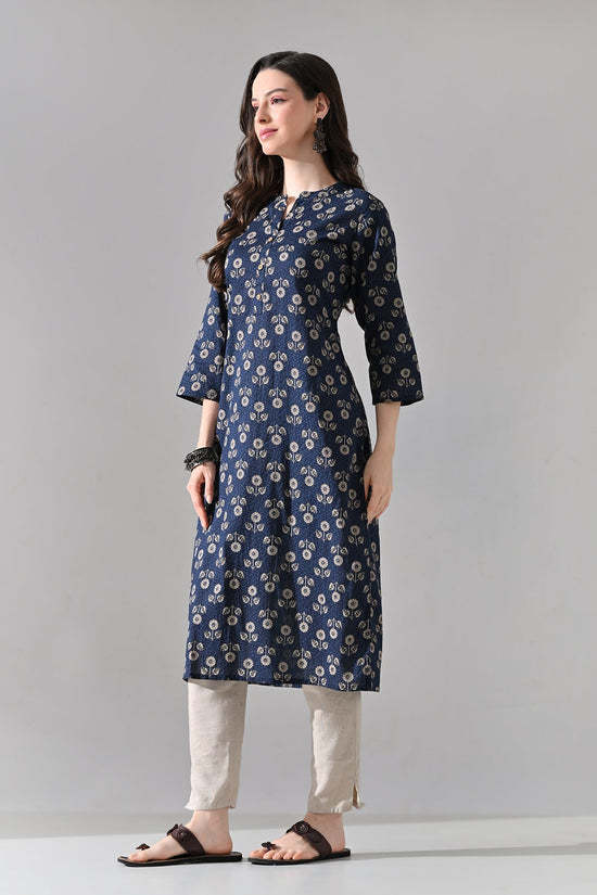 Blue Floral Printed Kurta