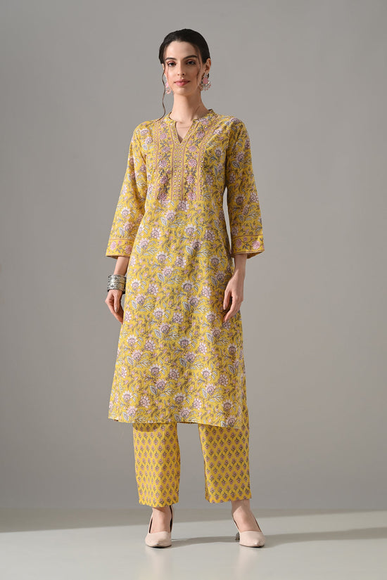 Yellow Floral Printed Kurta Set