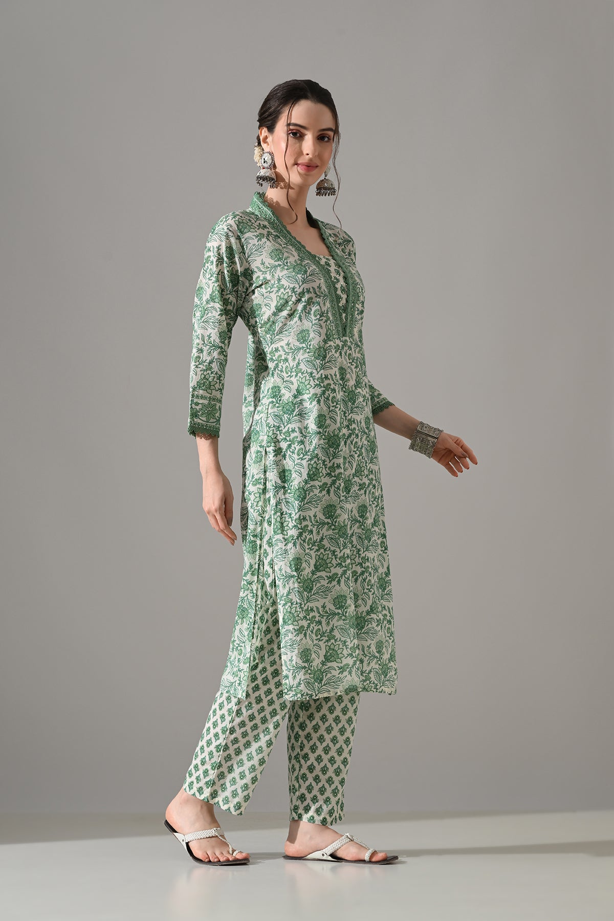 Cream Printed Kurta 2 Pcs Set