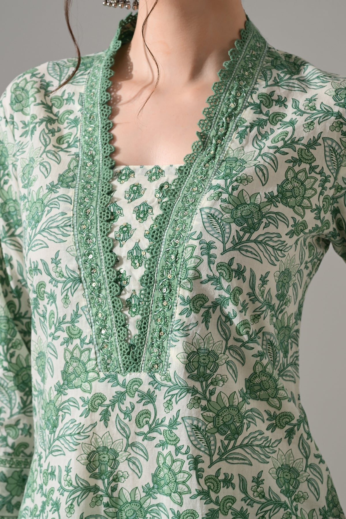 Cream Printed Kurta 2 Pcs Set