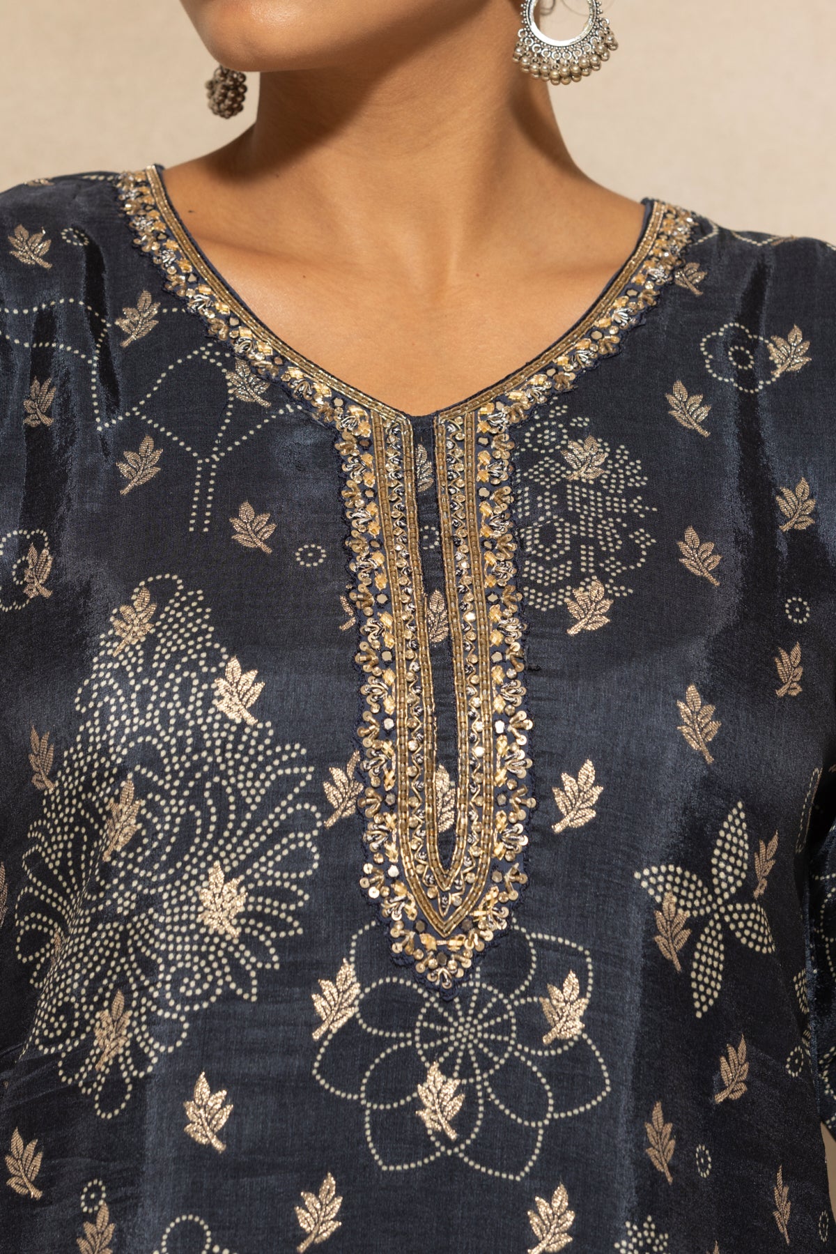 Blue Embellished Kurta 3 Pcs Set