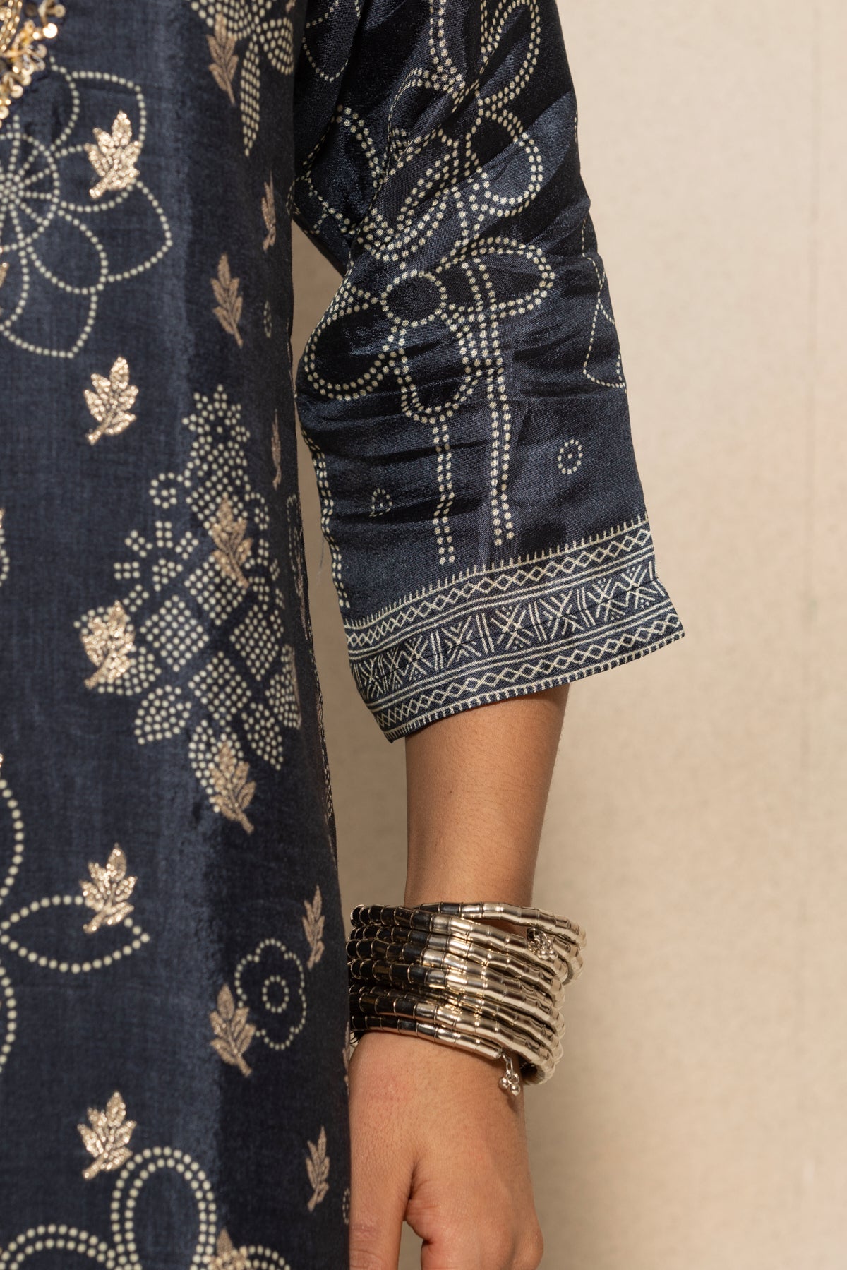 Blue Embellished Kurta 3 Pcs Set