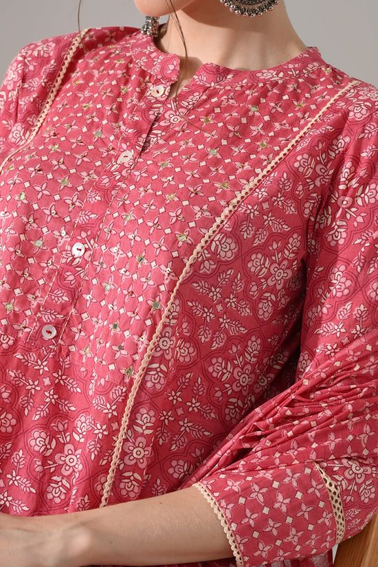 Pink Printed Kurta Set
