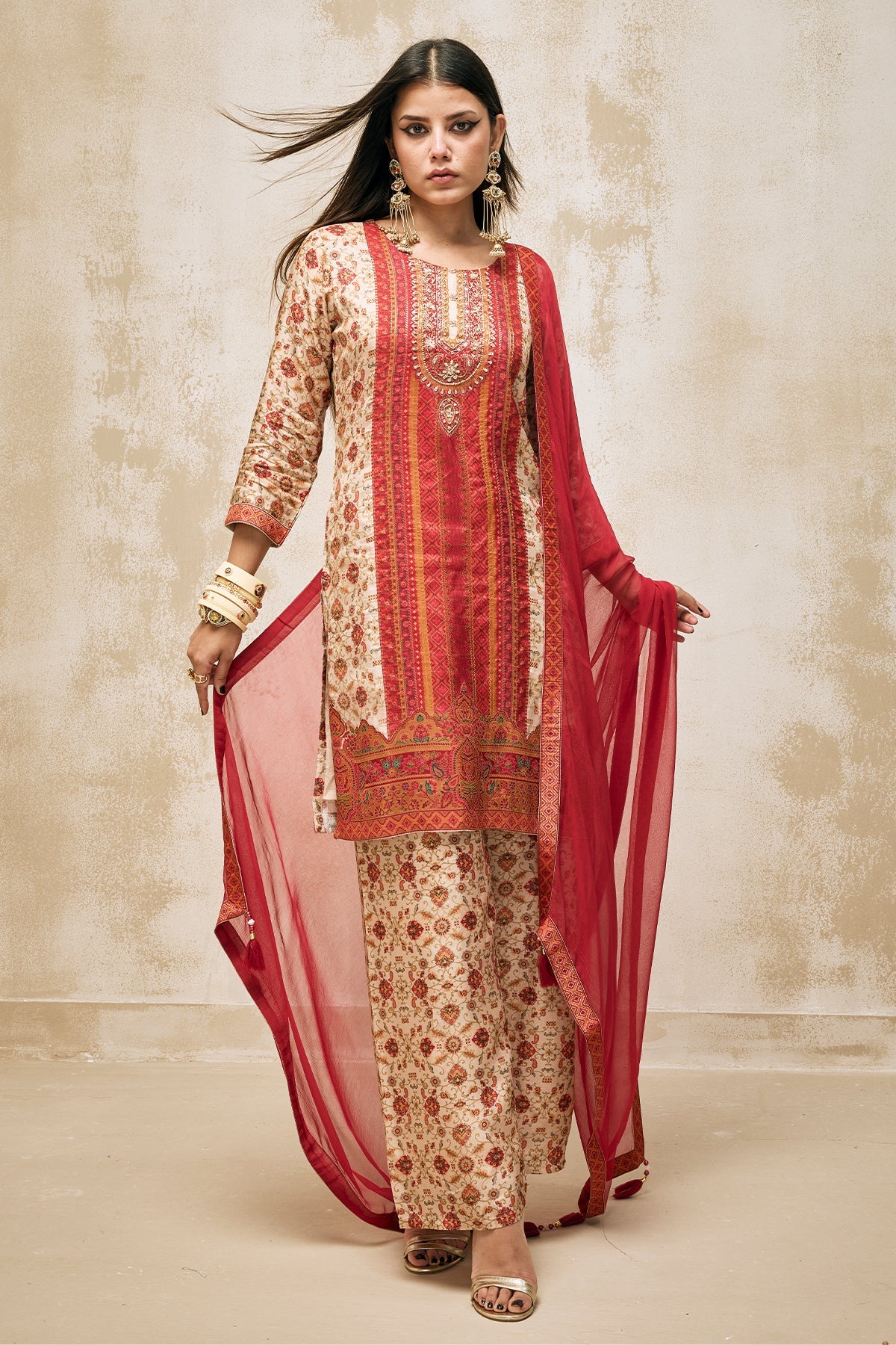 Multi Printed Kurta 3 Pcs Set