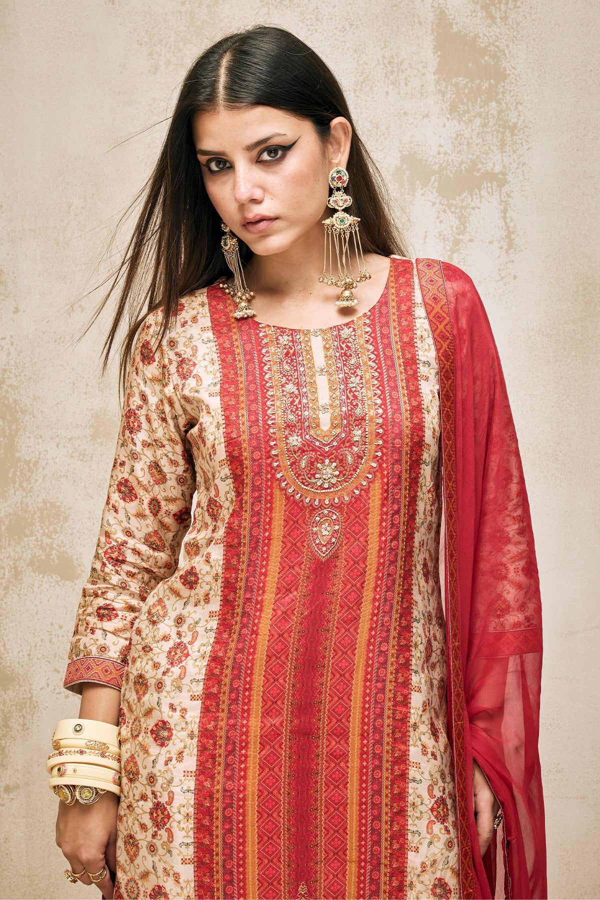 Multi Printed Kurta 3 Pcs Set