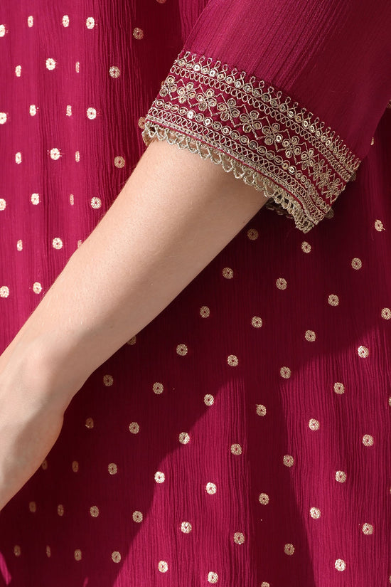 Magenta Printed Straight Kurta Set