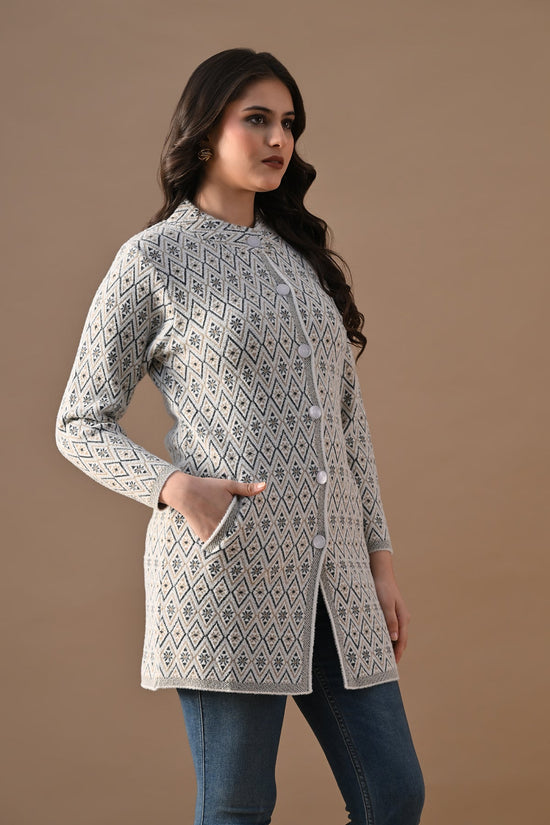 Winter Cream Woven Longline Cardigan