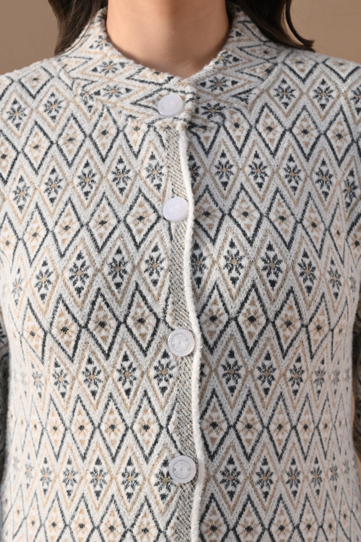 Winter Cream Woven Longline Cardigan