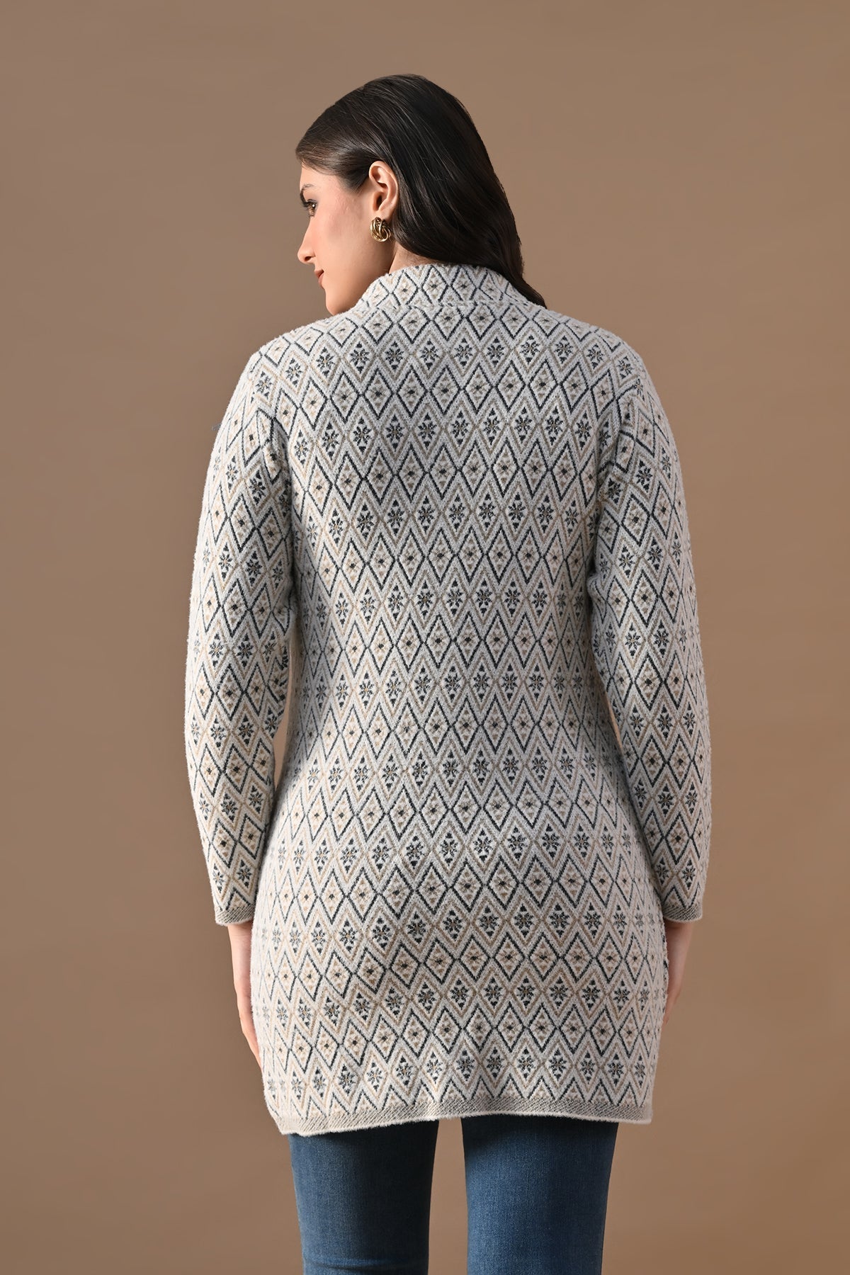 Winter Cream Woven Longline Cardigan