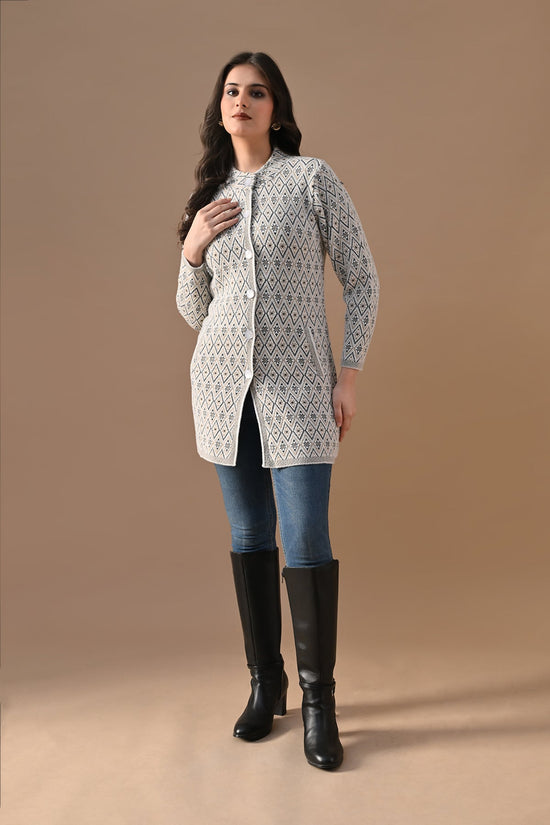 Winter Cream Woven Longline Cardigan