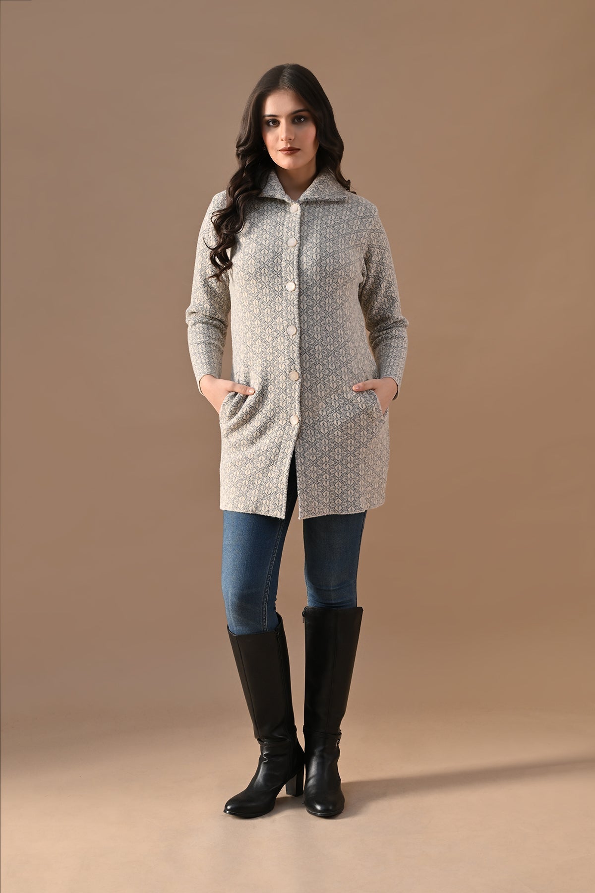 Winter Fawn Classic Collar Neck Overcoat
