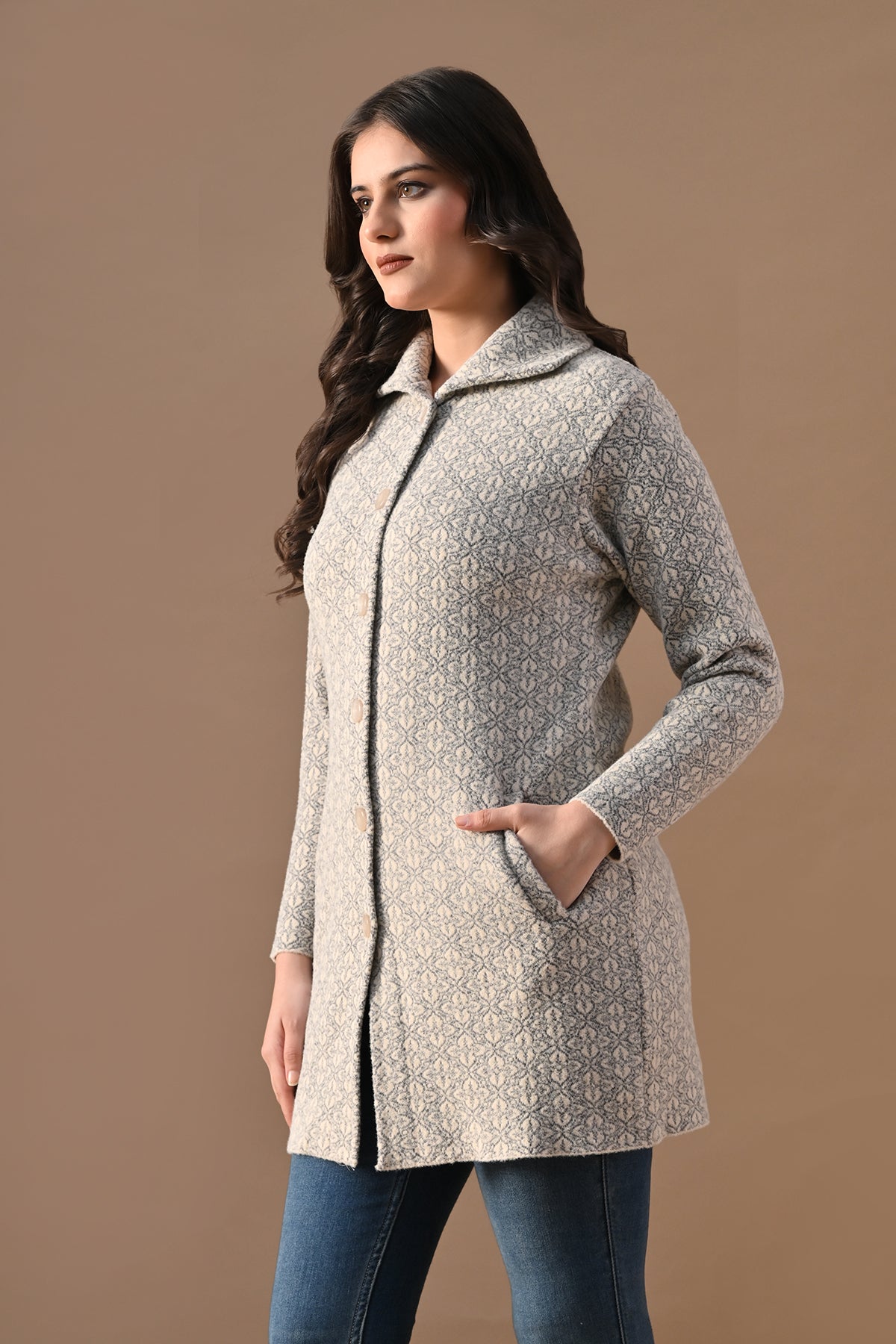 Winter Fawn Classic Collar Neck Overcoat