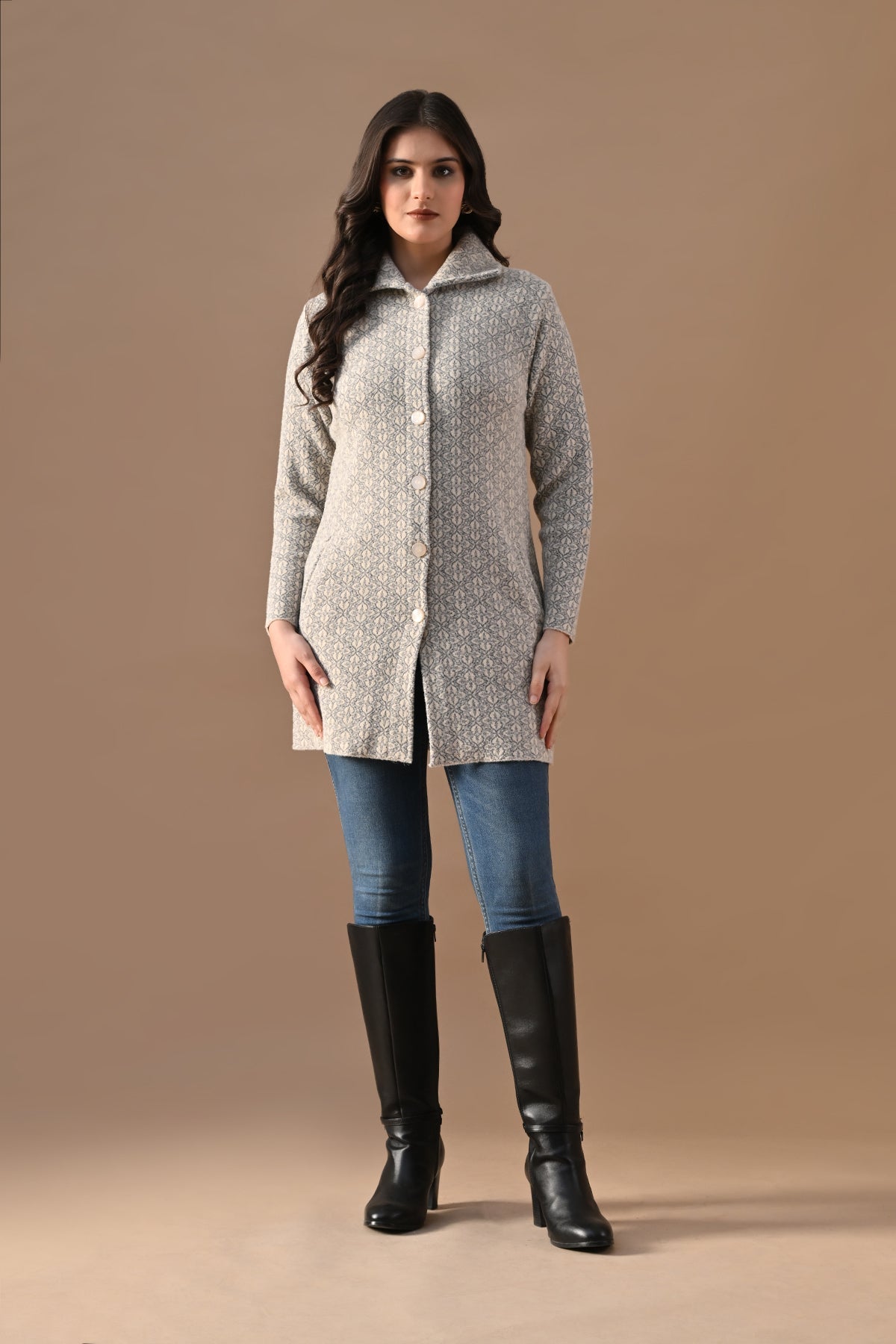 Winter Fawn Classic Collar Neck Overcoat