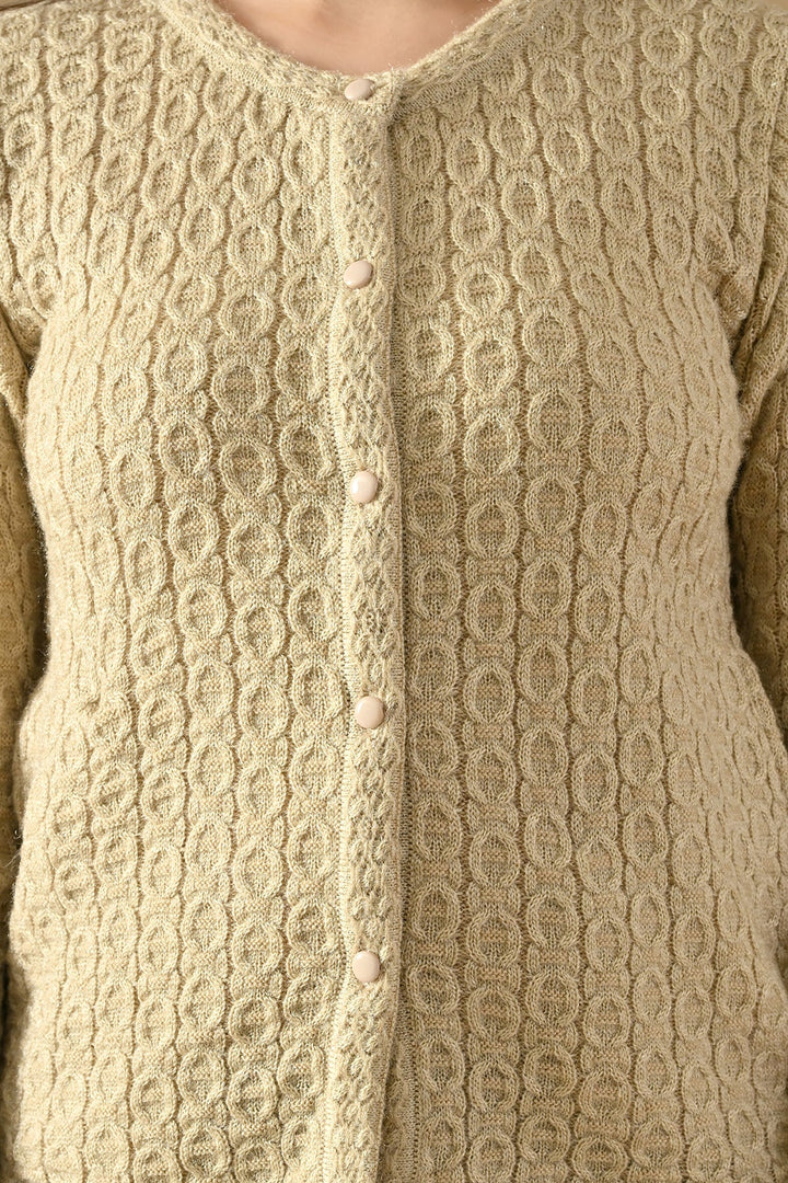 Winter Cream Knitted Mandarin Collar Cardigan