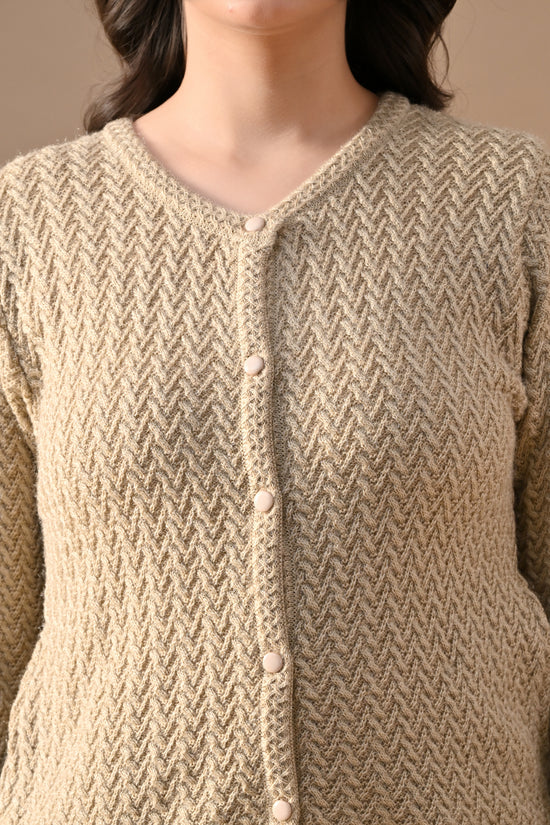 Winter Fawn Knitted V-Neck Cardigan