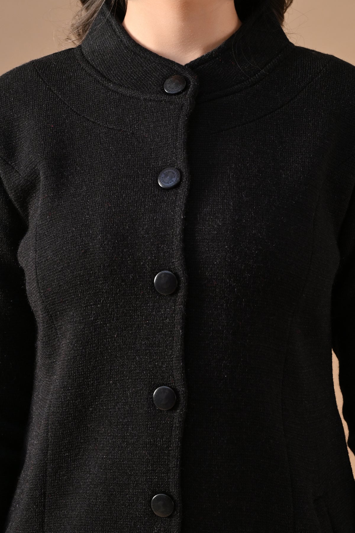 Winter Black Woven Longline Cardigan