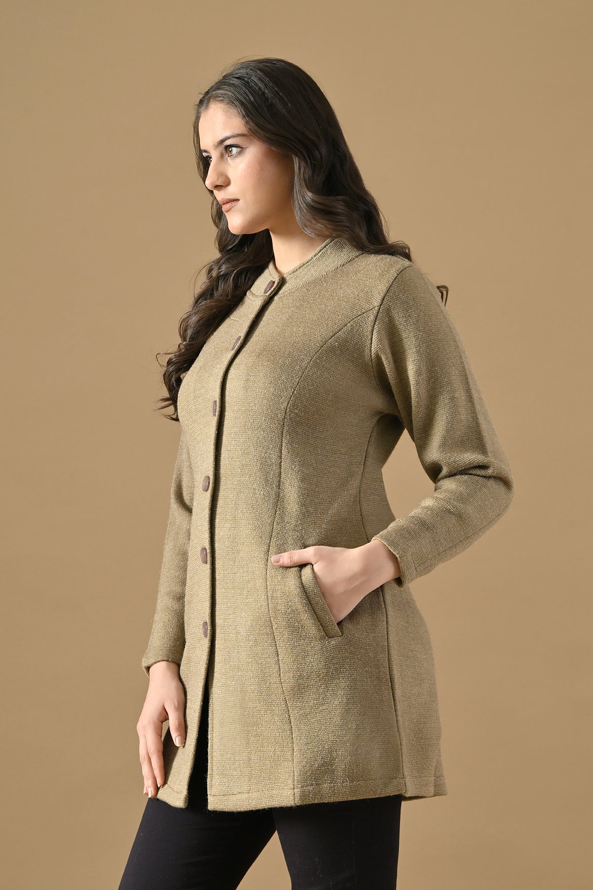 Winter Camel Woven Longline Cardigan