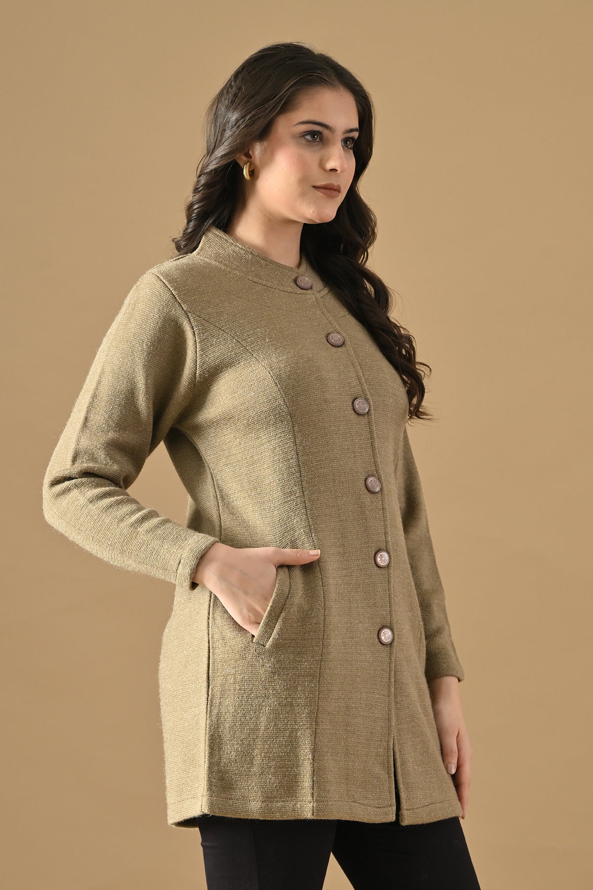 Winter Camel Woven Longline Cardigan