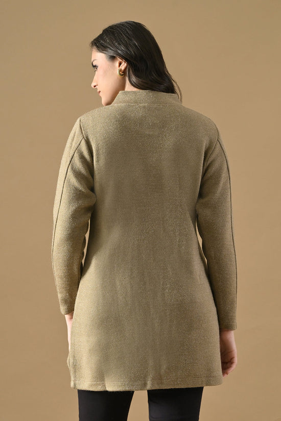 Winter Camel Woven Longline Cardigan