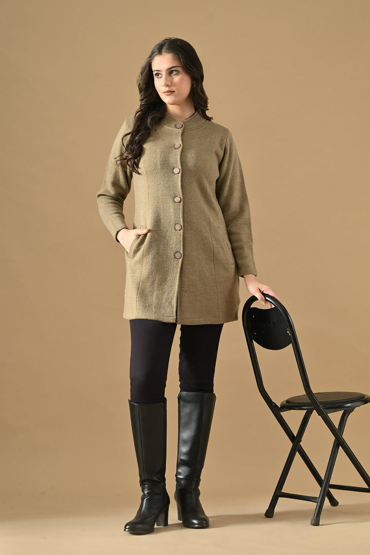 Winter Camel Woven Longline Cardigan