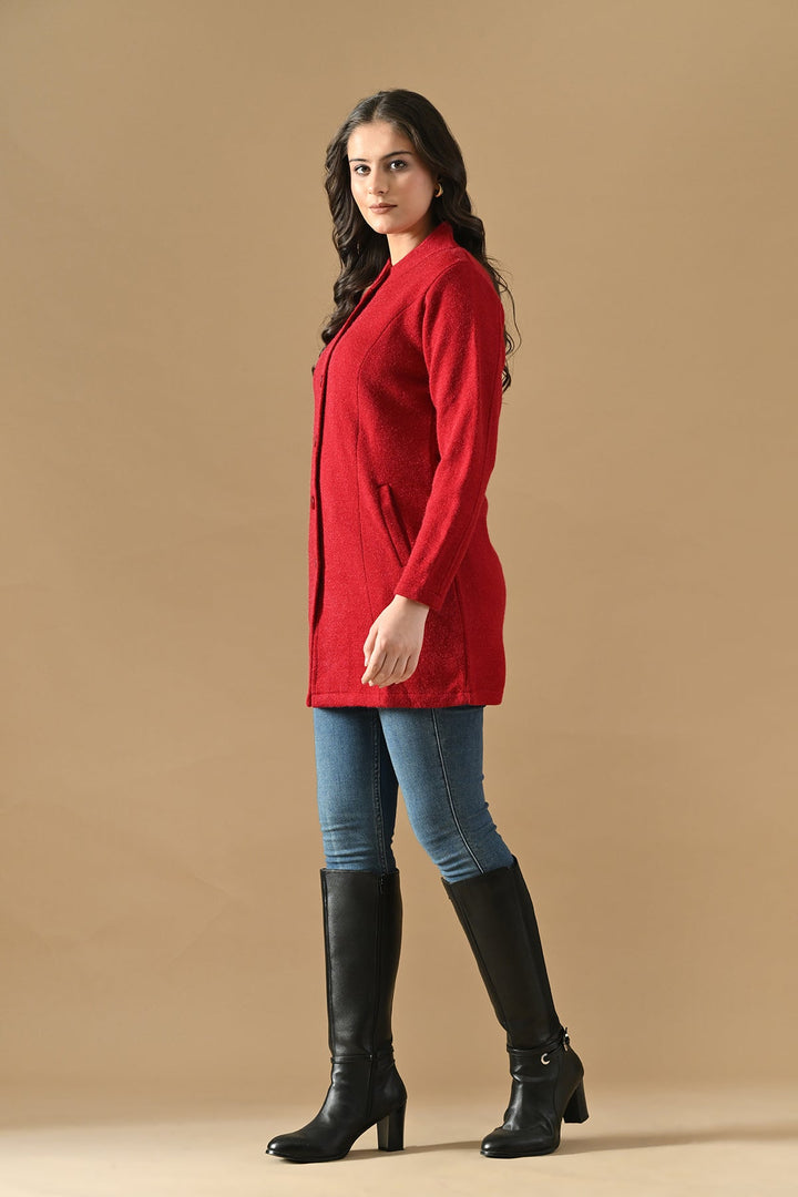 Winter Maroon Woven Longline Cardigan