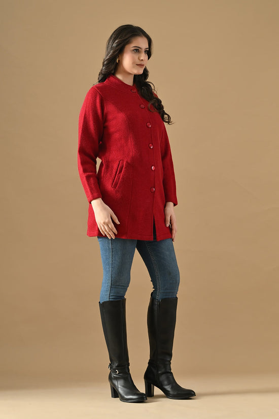 Winter Maroon Woven Longline Cardigan