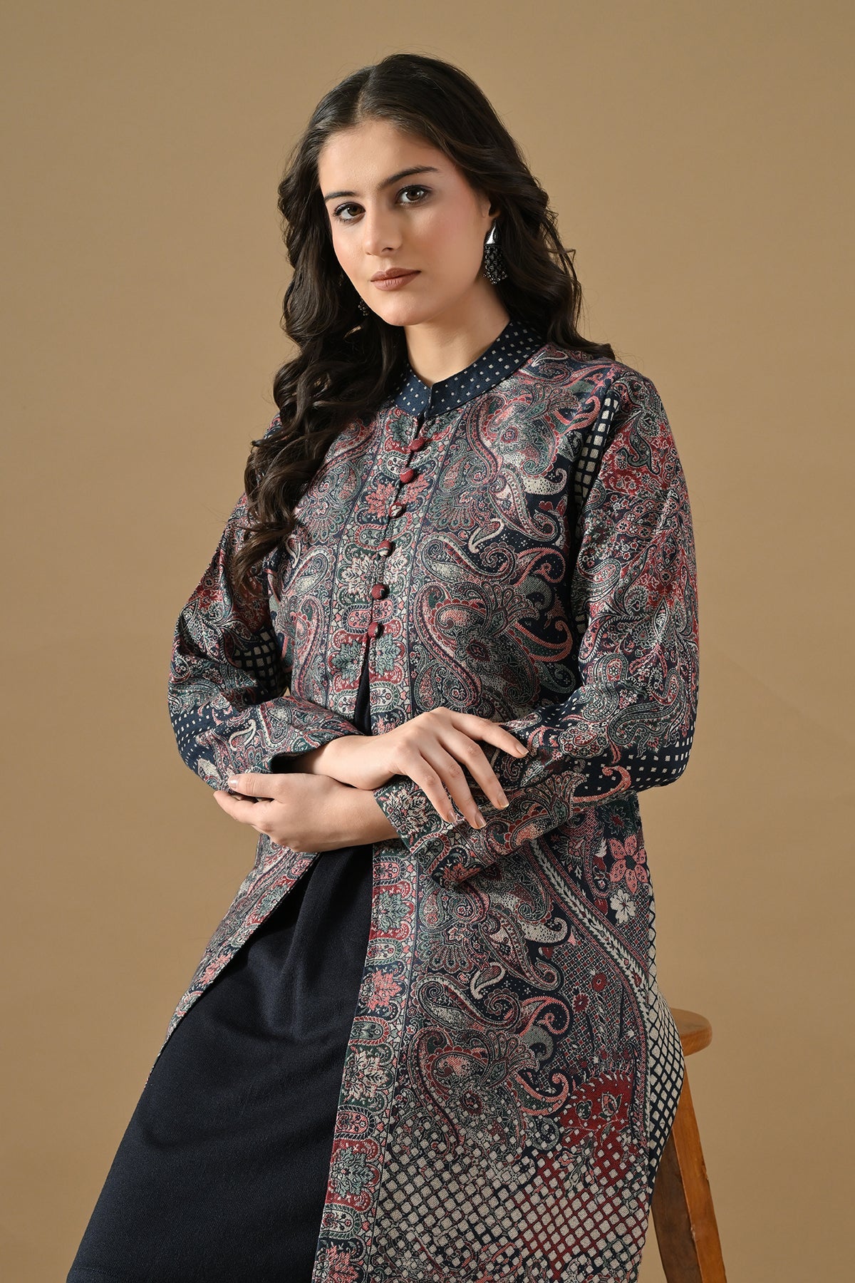 Winter Multi Ethnic Motifs Printed Woven Co-Ord Set