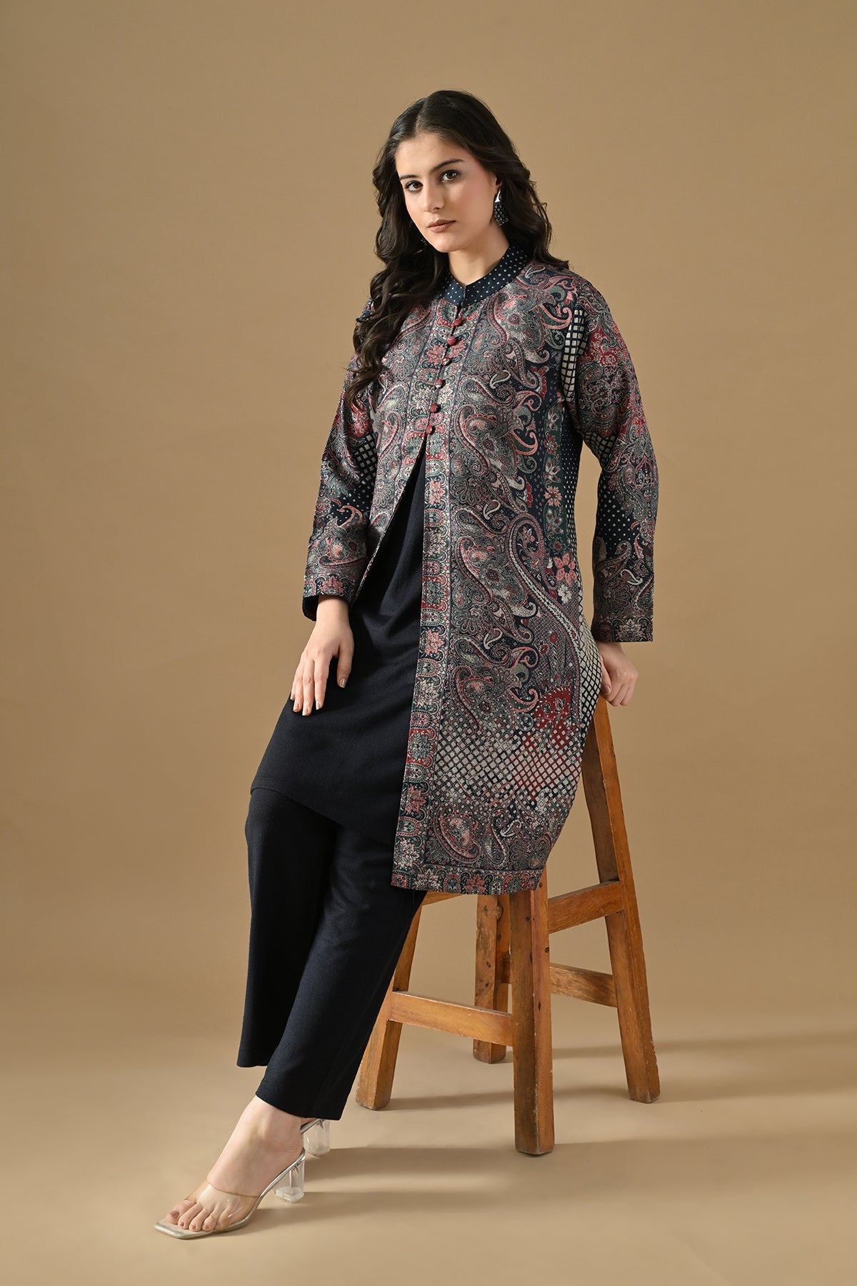 Winter Multi Ethnic Motifs Printed Woven Co-Ord Set