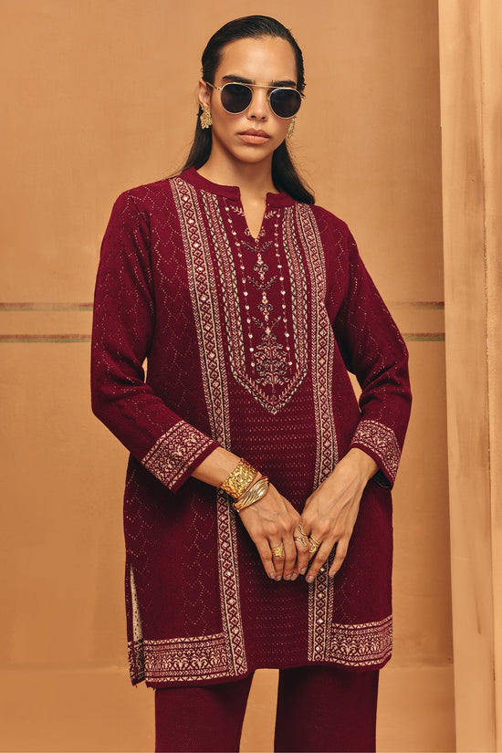 Winter Maroon Printed Ethnic Motifs Co-Ord Set