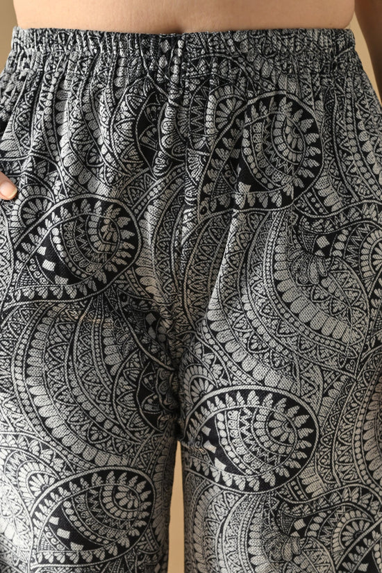 Winter Grey Printed Ethnic Motifs Woven Kurta Set