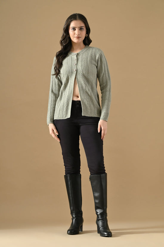 Winter Grey Knitted V-Neck Cardigan