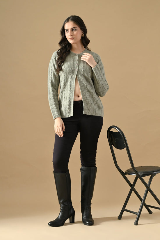 Winter Grey Knitted V-Neck Cardigan