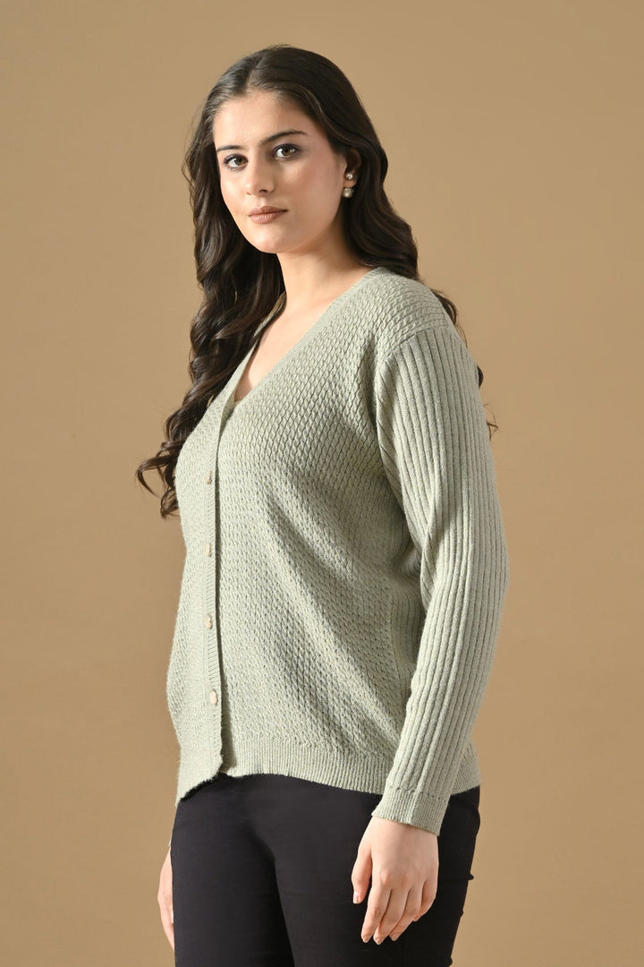 Winter Grey Knitted V-Neck Cardigan