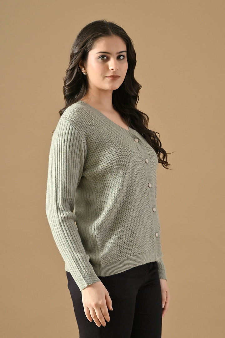 Winter Grey Knitted V-Neck Cardigan