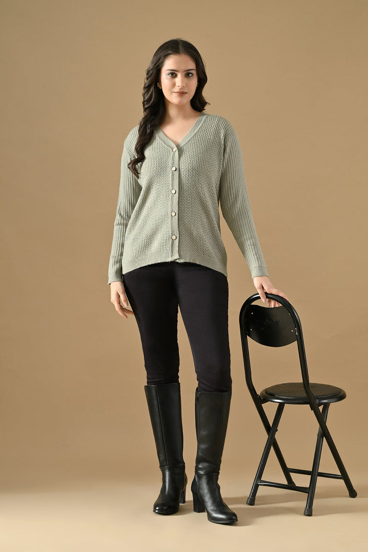 Winter Grey Knitted V-Neck Cardigan