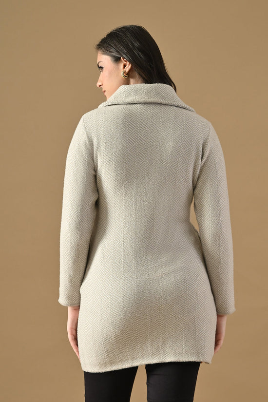 Winter Grey Woven Button-Down Cardigan