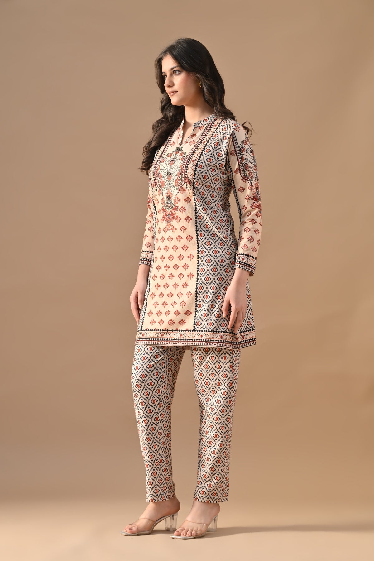 Winter Off-White Printed Woven Co-Ord Set