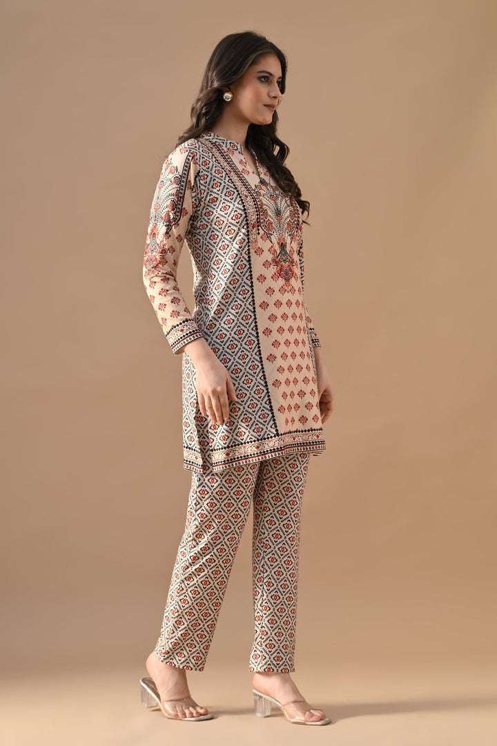 Winter Off-White Printed Woven Co-Ord Set