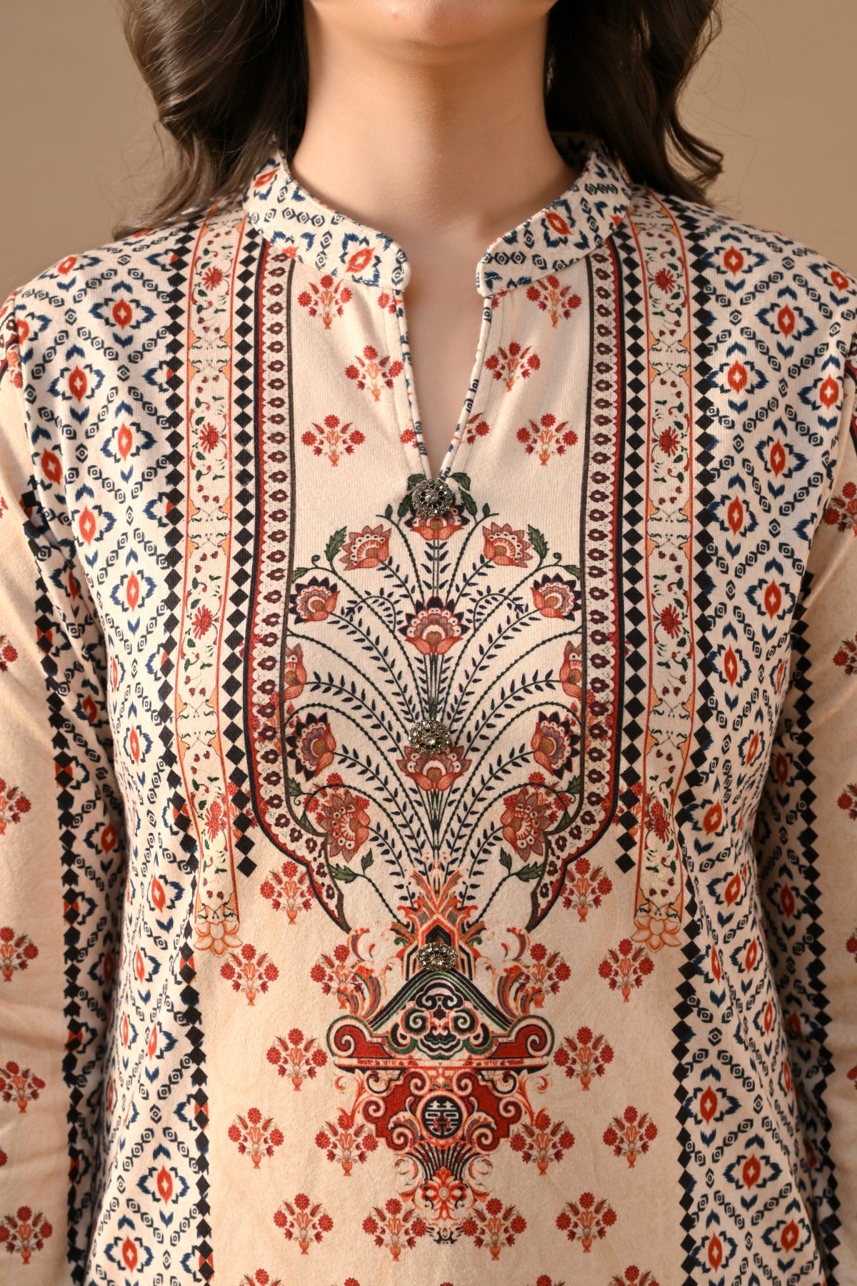 Winter Off-White Printed Woven Co-Ord Set