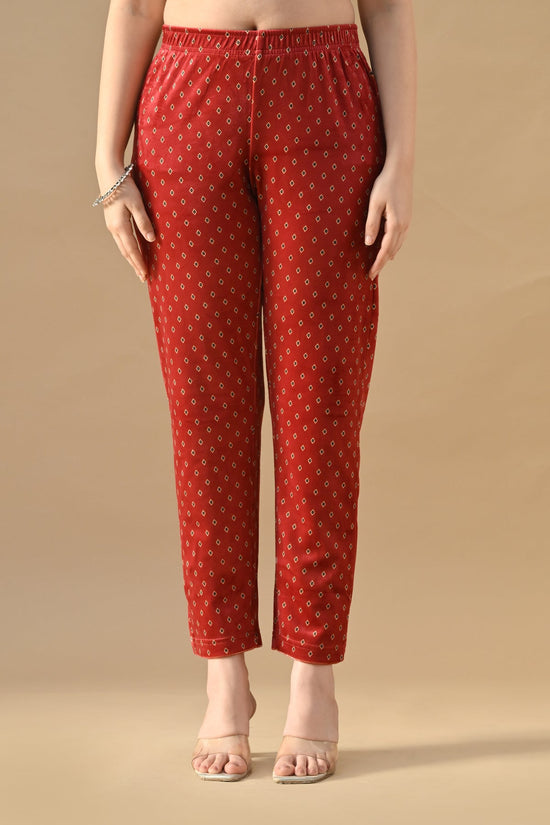 Winter Red Printed Velvet Kurta Set