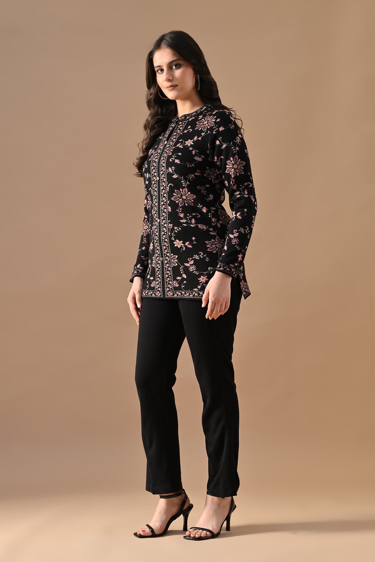 Winter Black Ethnic Motifs Woven Co-Ord Set