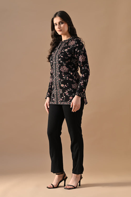 Winter Black Ethnic Motifs Woven Co-Ord Set