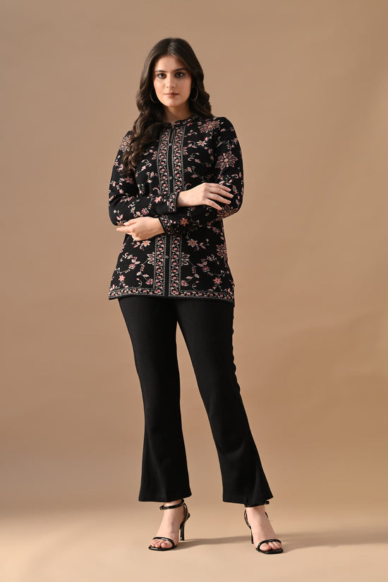 Winter Black Ethnic Motifs Woven Co-Ord Set