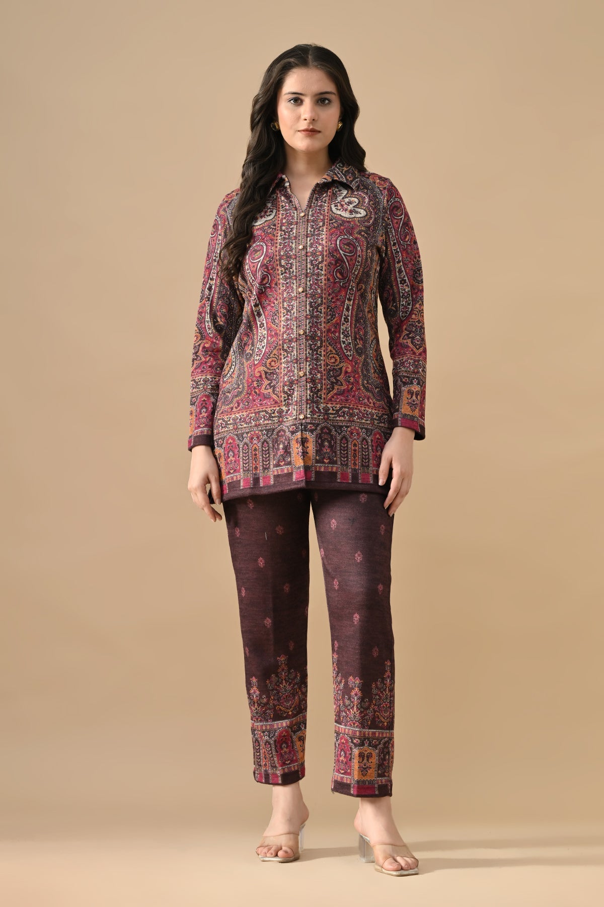 Winter Multi Ethnic Motifs Woven Co-Ord Set