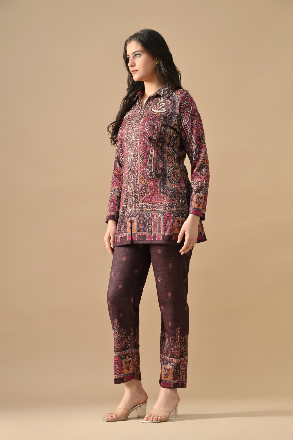 Winter Multi Ethnic Motifs Woven Co-Ord Set