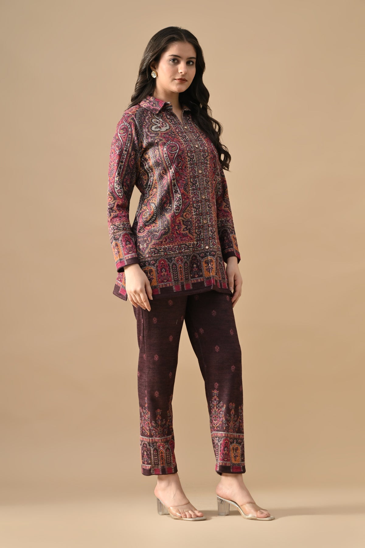 Winter Multi Ethnic Motifs Woven Co-Ord Set