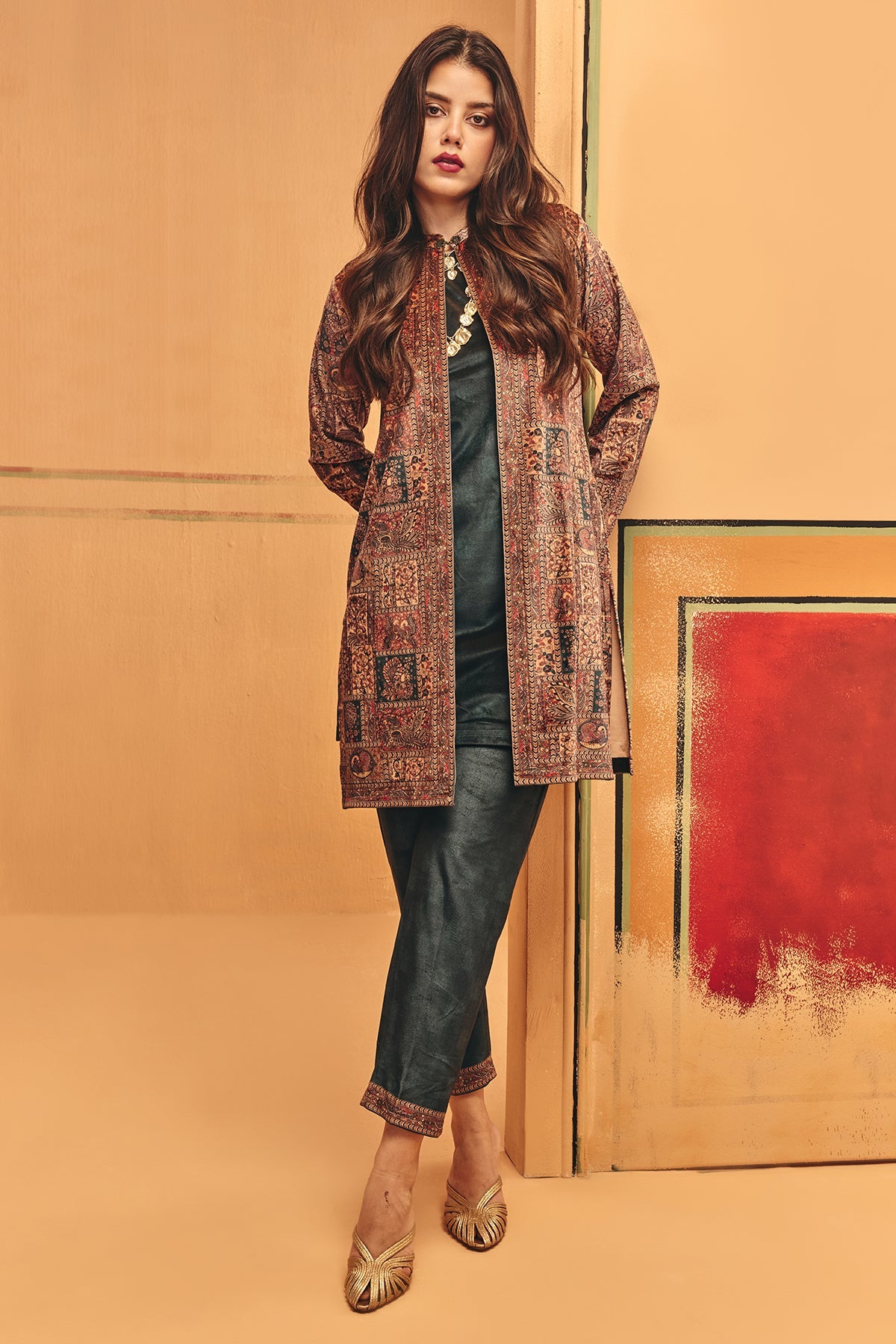 Winter Multi Printed Velvet Co-Ord Set