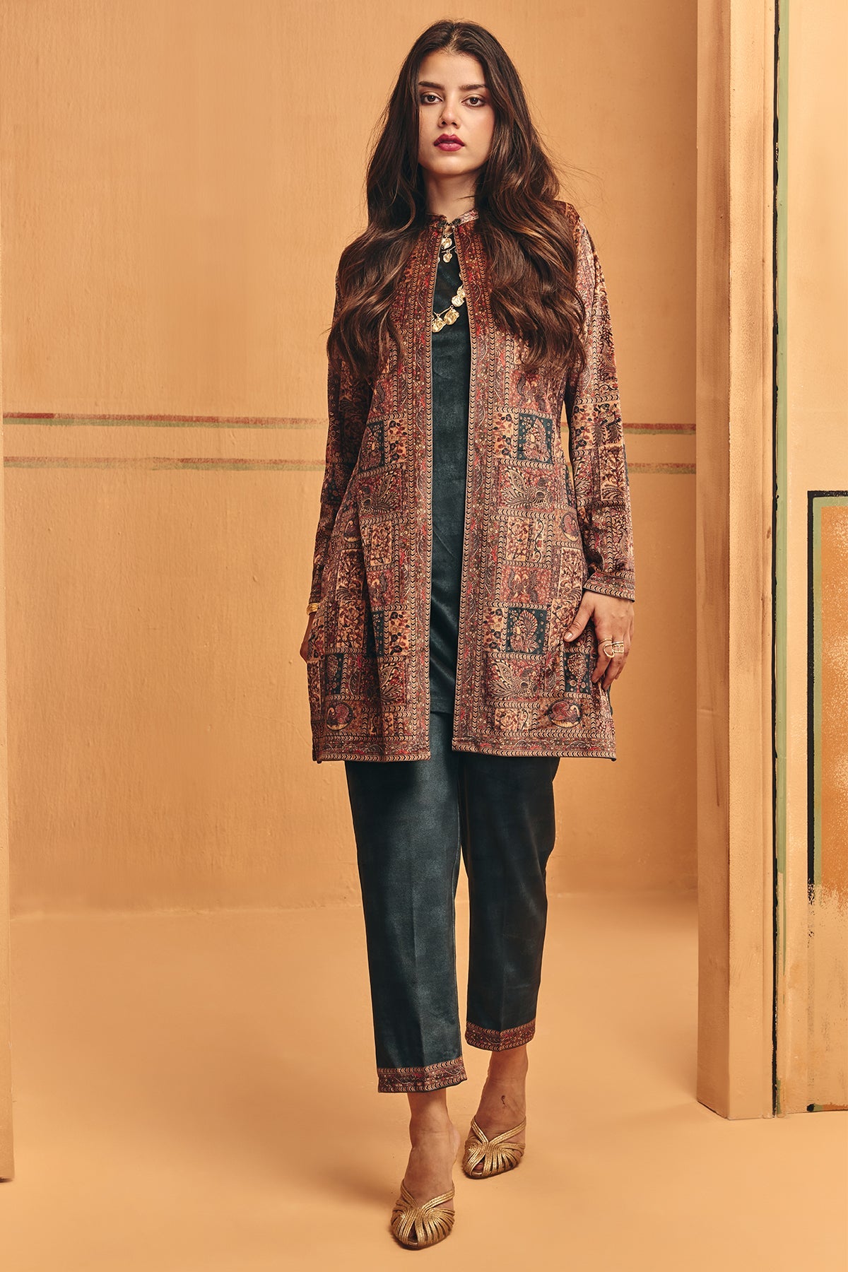 Winter Multi Printed Velvet Co-Ord Set