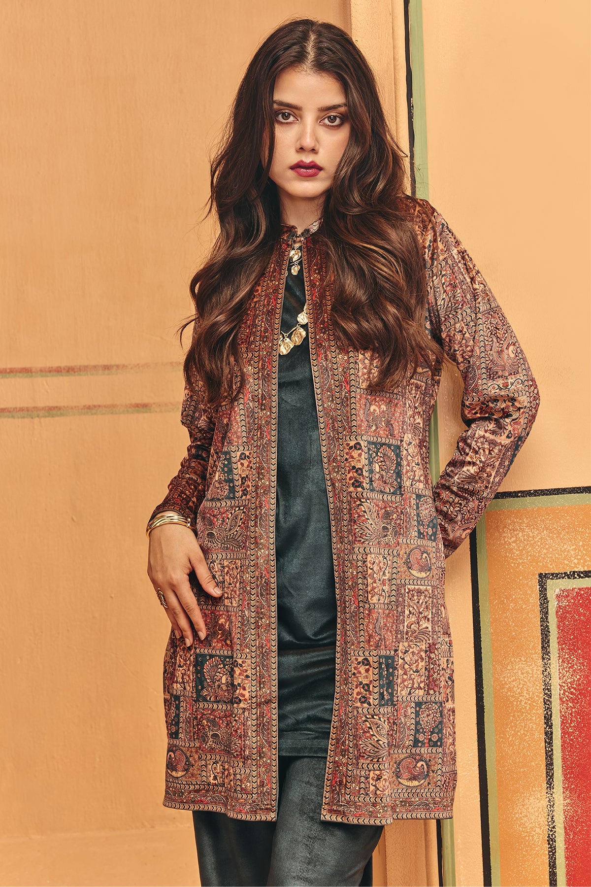 Winter Multi Printed Velvet Co-Ord Set